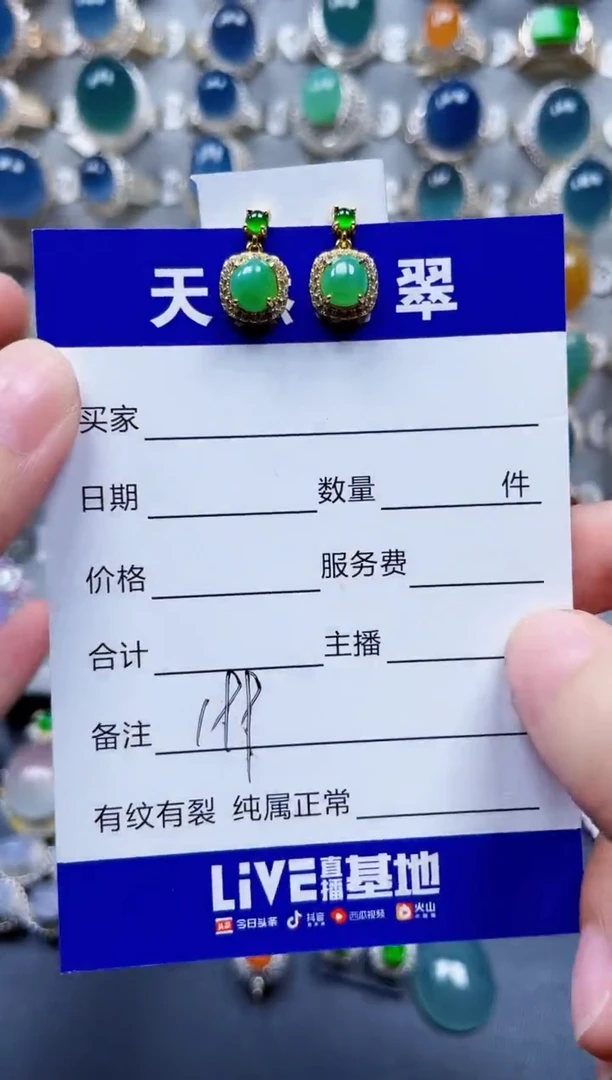 银S925镶嵌翡翠耳饰199