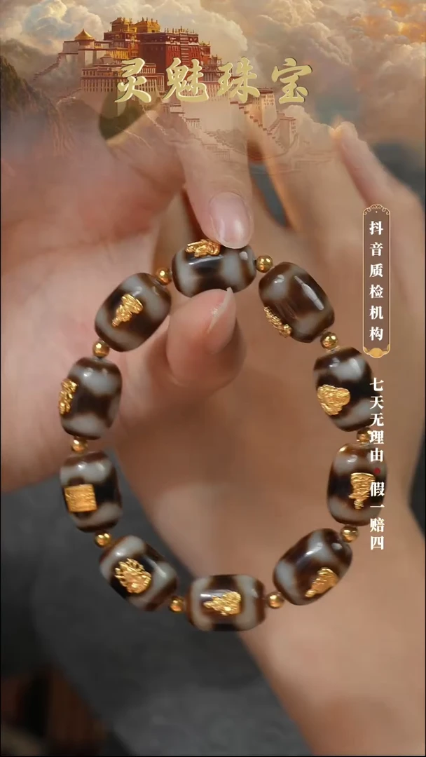 玛瑙/玉髓（覆膜）颈饰18K金镶嵌手串