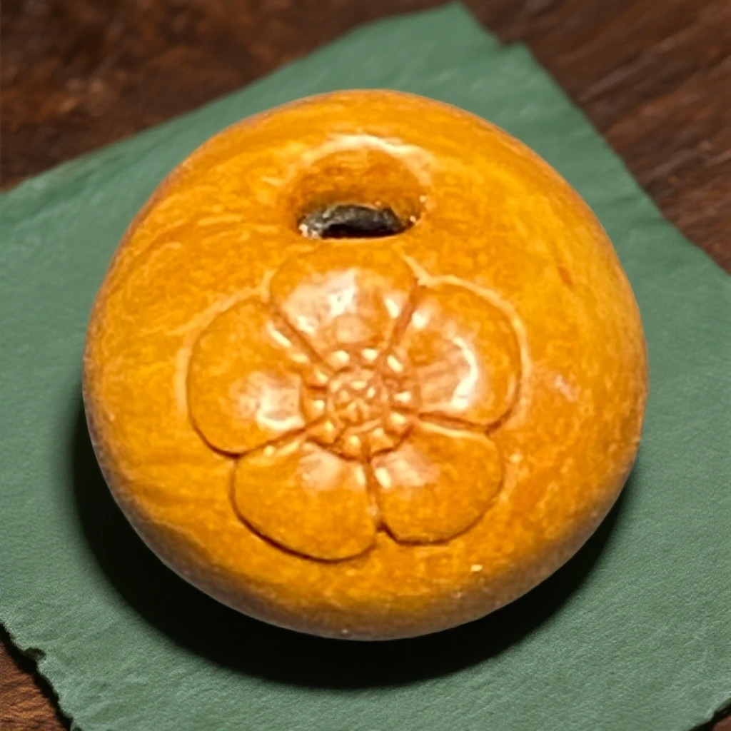 野生龙纹桃核纯手工雕刻单面花朵小篮子桃篮