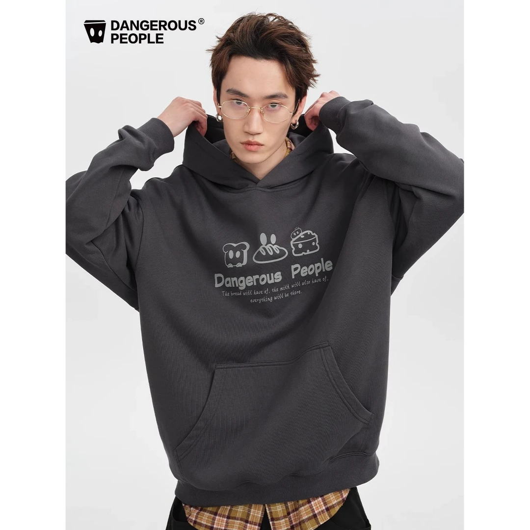 Dangerouspeople薛之谦dsp趣味面包印花休闲宽松百搭潮连帽卫衣