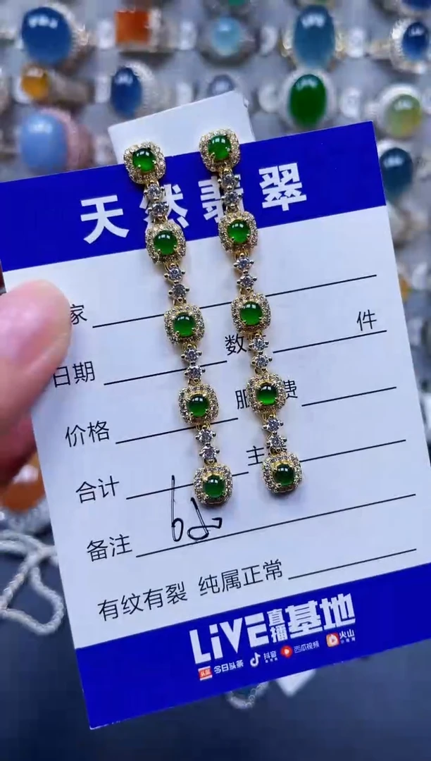 银S925镶嵌翡翠耳饰650