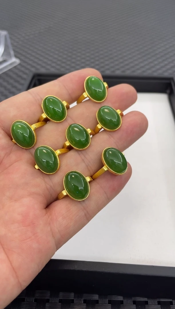 银S925镶嵌戒指和田玉（多样性发一件）J676