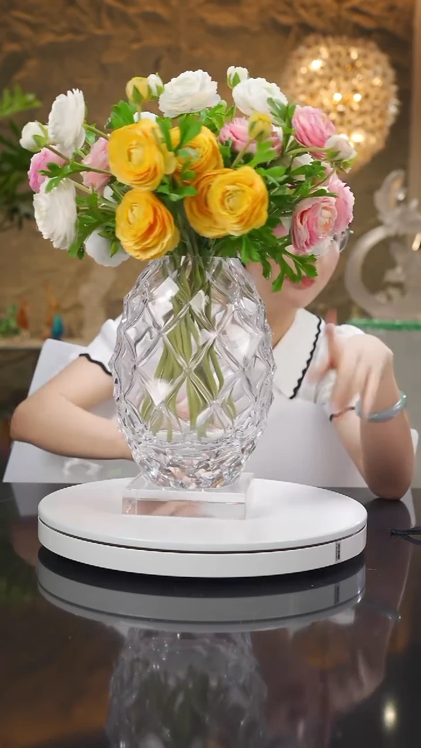 琉璃手工艺品福利水晶凹切面花瓶