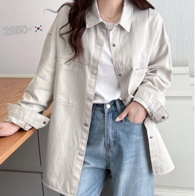 【春款上新】女士后背字母印花工装休闲款衬衣2850