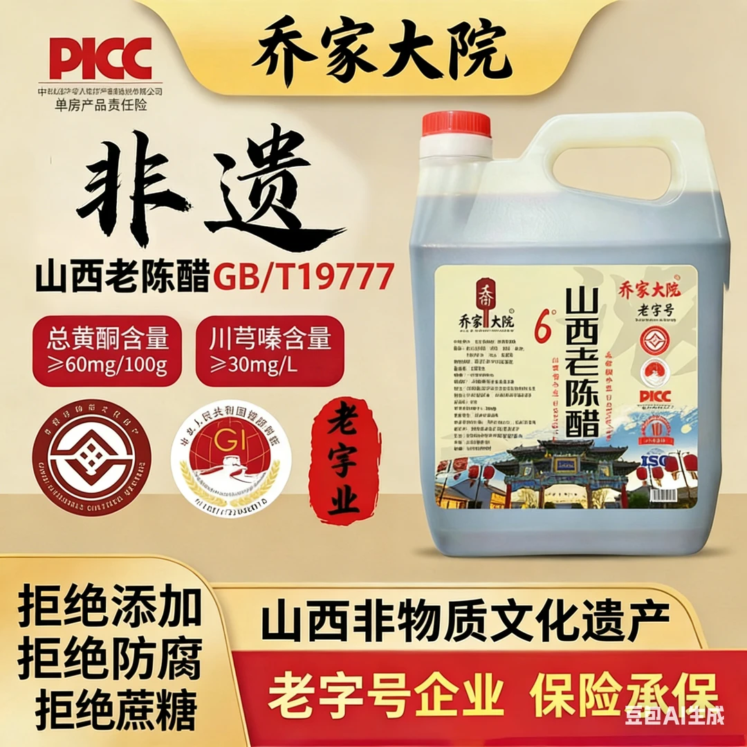 【乔家大院】正宗山西老陈醋GB/T19777非遗老字号粮食酿2.5L原浆醋