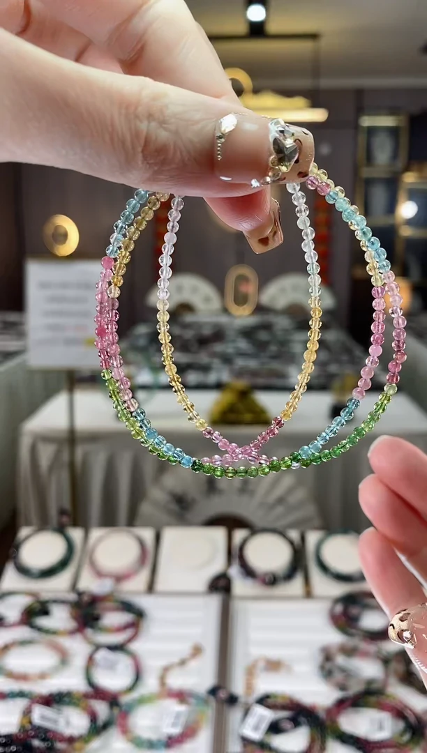 【闪购商品】碧玺三圈手链未镶嵌一物一证dan