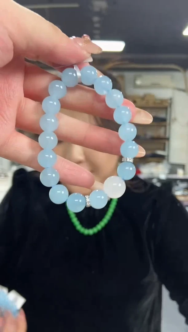 【闪购商品】海蓝宝石手绳未镶嵌多样性发其一颜色微差