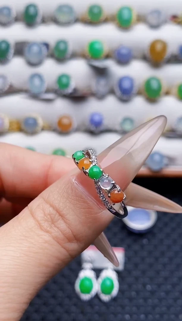 银S925镶嵌戒指翡翠5860