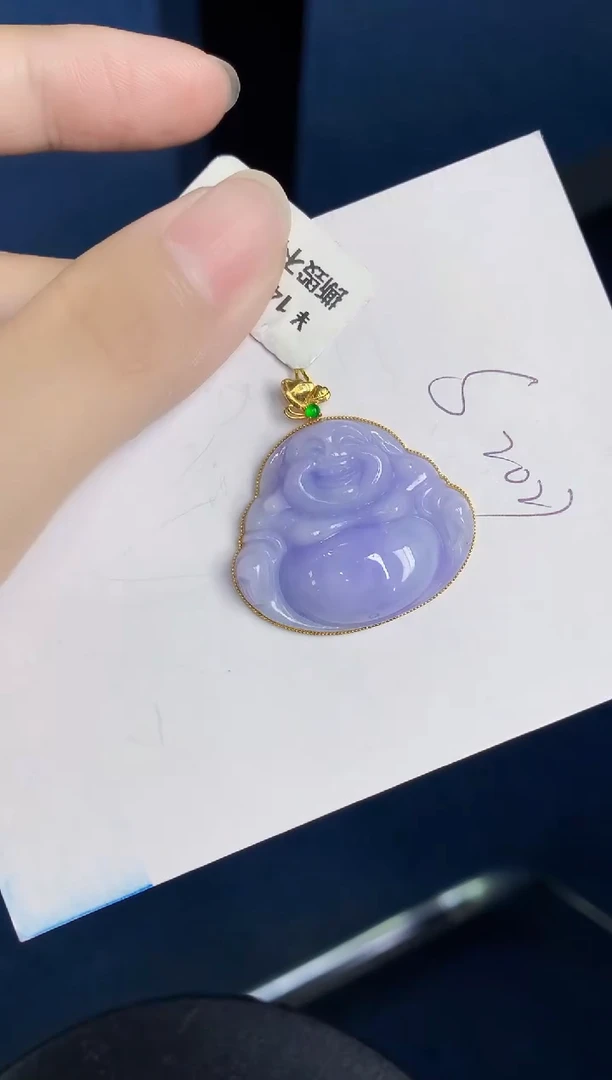 翡翠18K金镶嵌颈饰天然翡翠缅甸A货