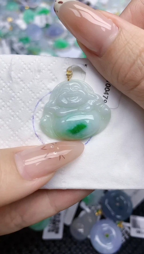 翡翠18K金镶嵌颈饰345   天然翡翠A货