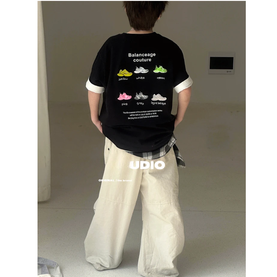 【杨少华服饰】男童夏季圆领T恤嘻哈字母印花休闲美式小众高街2949