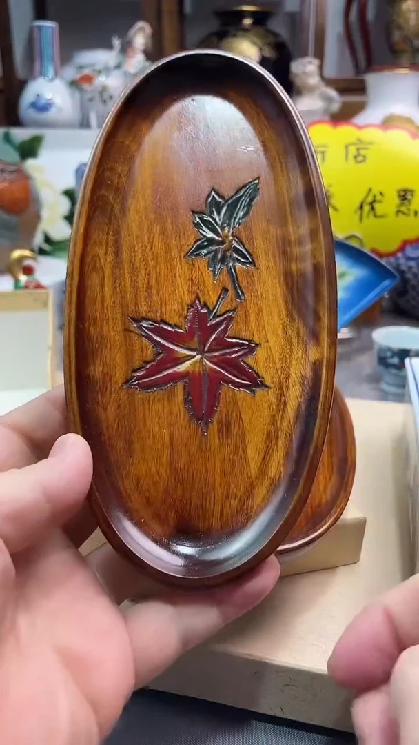 瓷片小***妞乌城雕实木盘