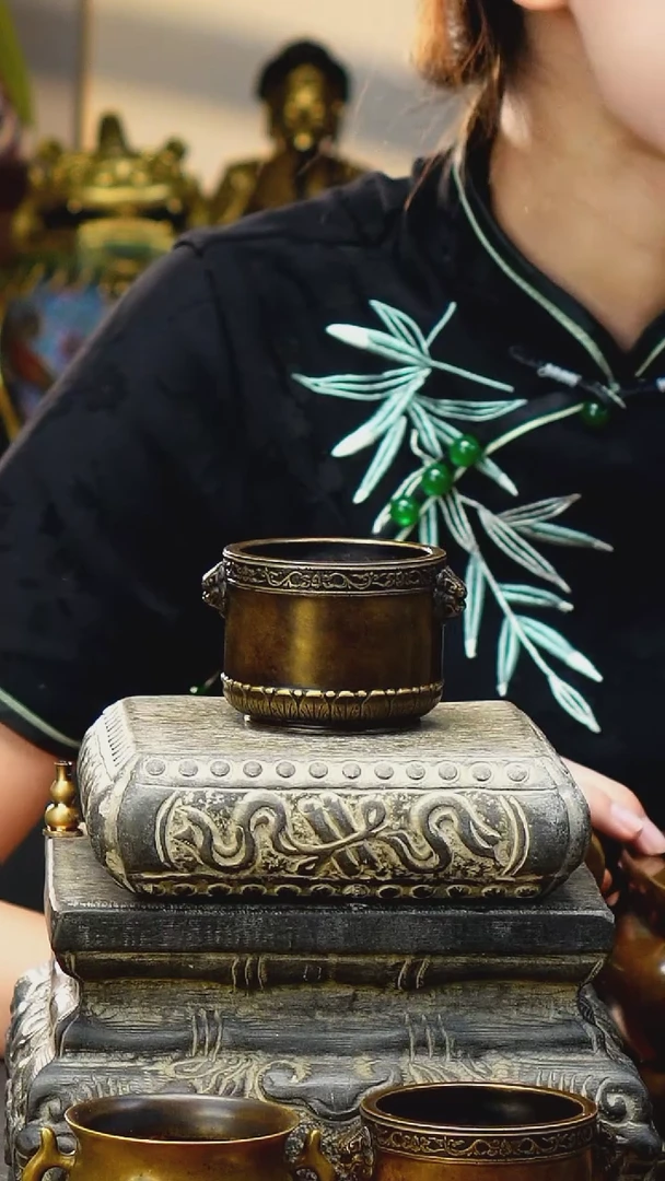 炉天下迷你莲花狮耳筒炉