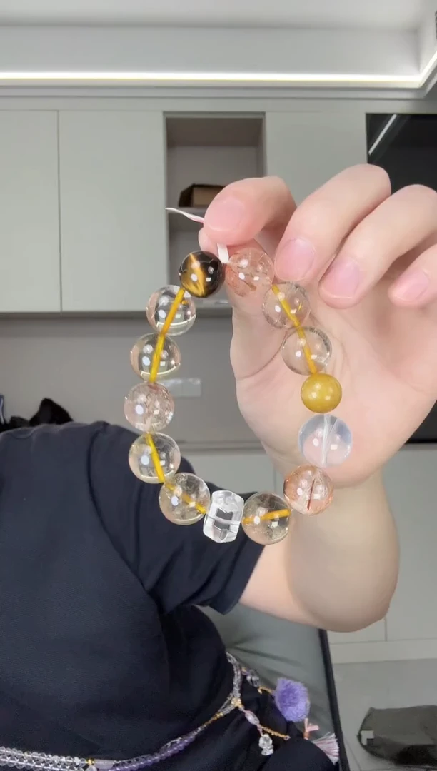 未镶嵌手链水晶c15 金发晶手链15mm+