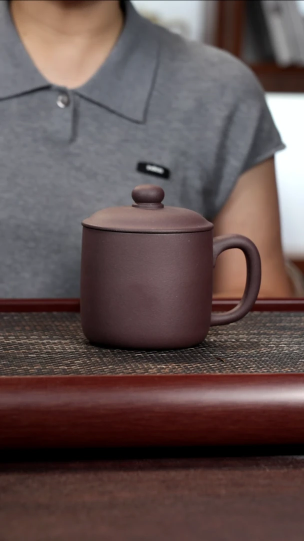 茶杯紫砂封釉紫罗兰墩墩杯不带礼盒