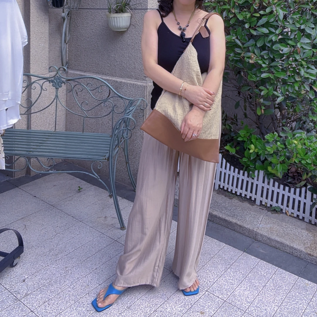 慧安妮塔夏季直筒裤宽松薄款女士休闲裤