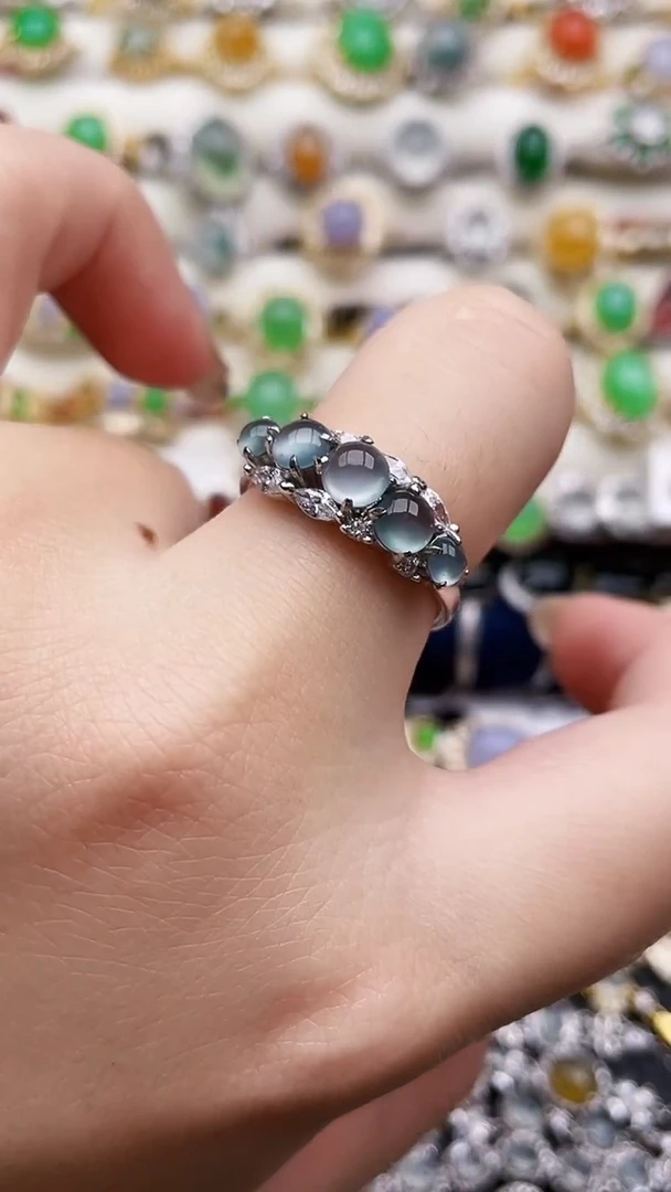 银S925镶嵌戒指翡翠125