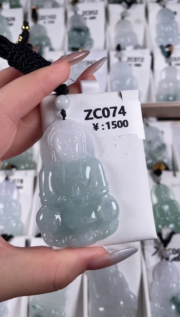颈饰未镶嵌翡翠ZC074翡翠高冰大观音+孤品+送同款绳子