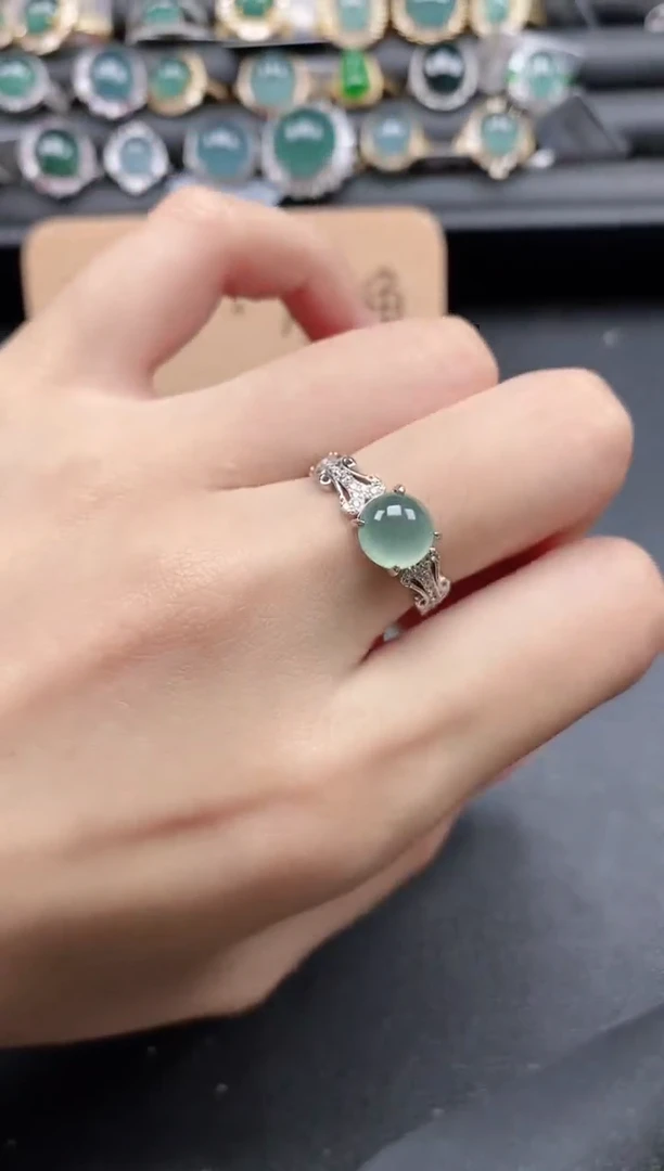 翡翠戒指银S925镶嵌51511-4