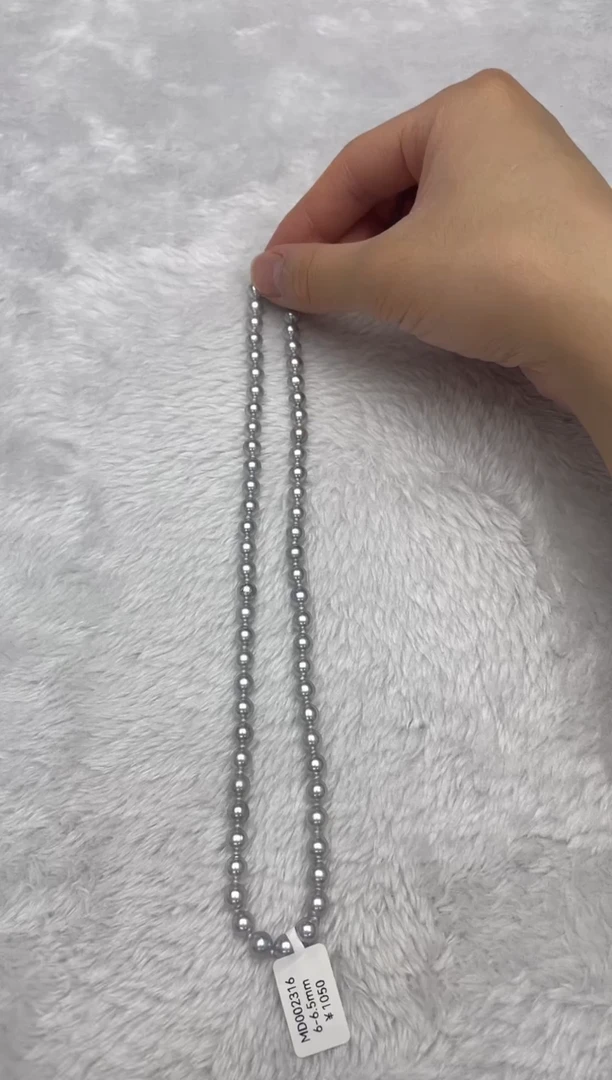 项链银S925镶嵌海水珍珠AK真多麻6-6.5mm