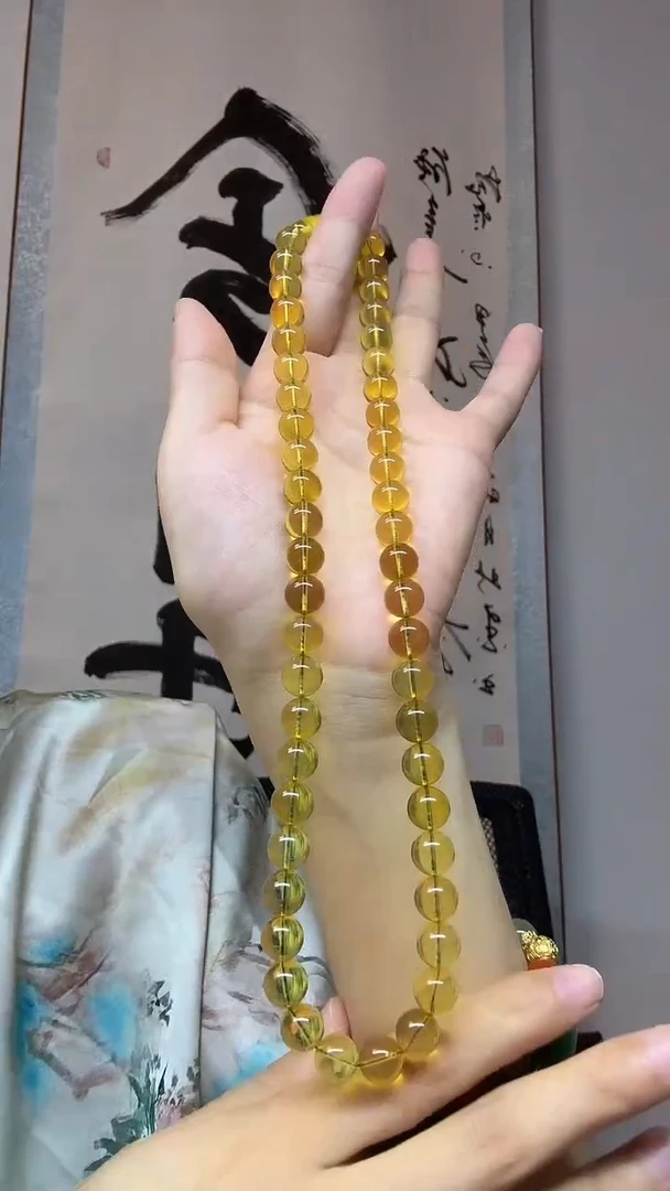 琥珀项链未镶嵌金蓝珀卡9