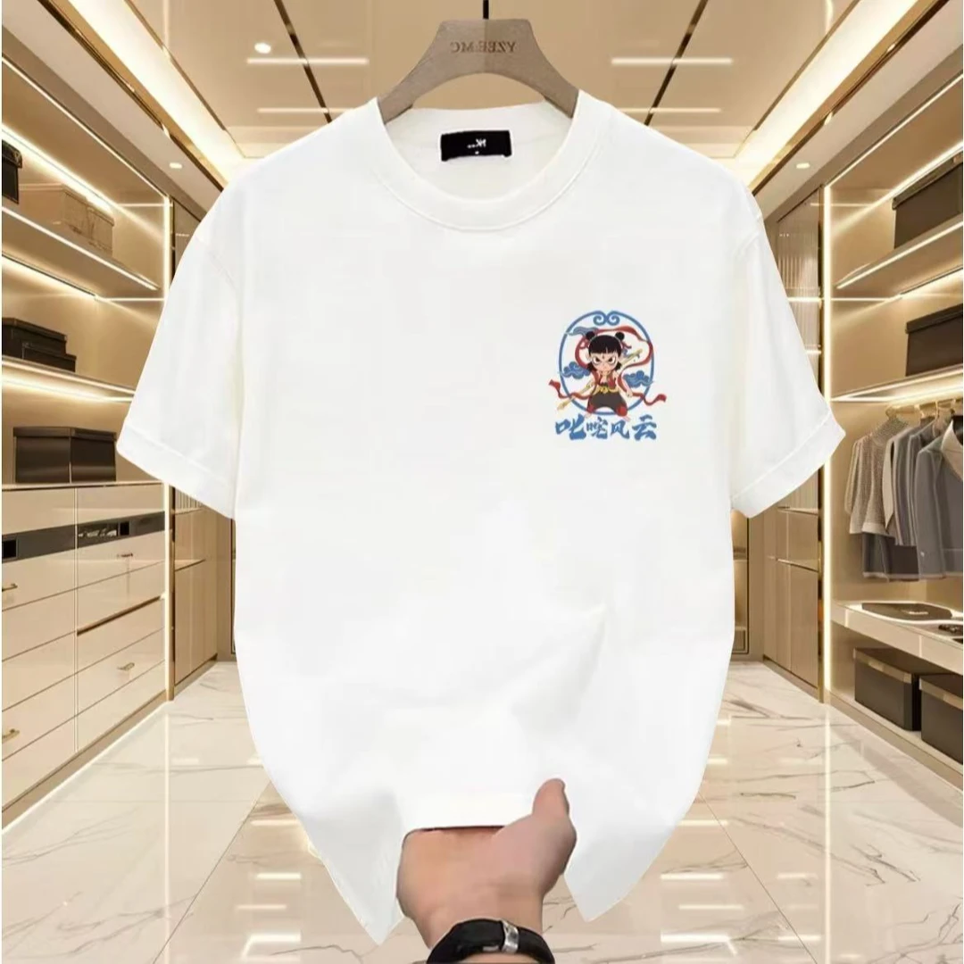 潮流圆领哪吒主题印花时尚百搭上衣