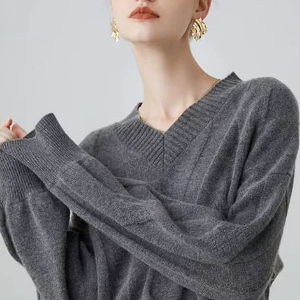 【康赛妮王牌绞花】高克重340g套头绵羊毛针织衫上衣0575