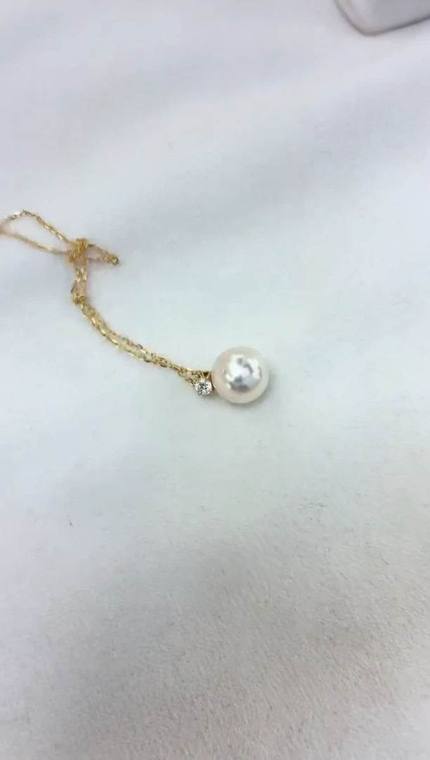 颈饰18K金镶嵌海水珍珠王妃吊坠9-9.5赠送银链子