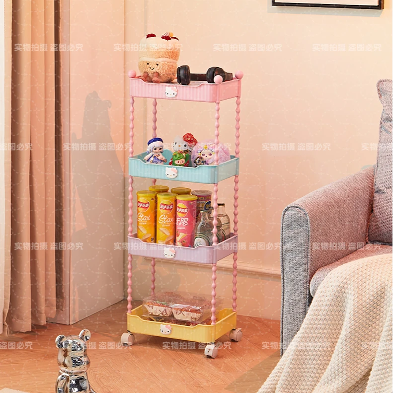 简约款可移动儿童3层4层小推车多巴胺高颜值创意置物架