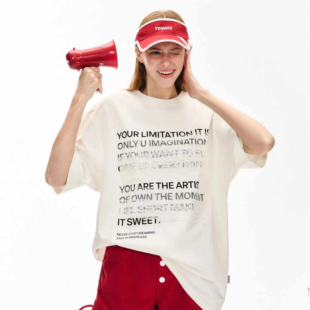 F426国潮牌夏季新款蕾丝贴布印花短袖T恤6917