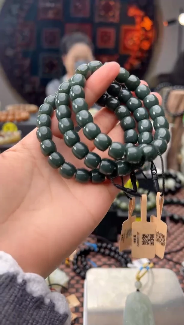 未镶嵌手串和田玉青海料青玉直切手串卡9*10多样性发其一