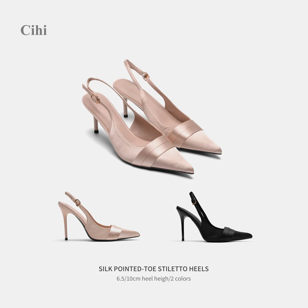 Cihi’Lcberg‘经典上乘6A 重磅绸缎意式氛围感高跟单鞋