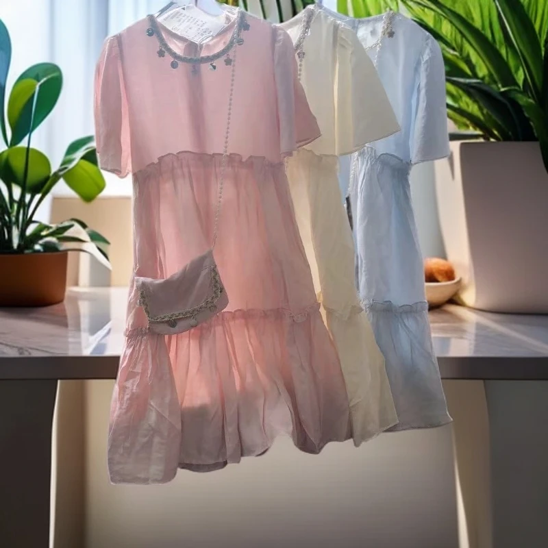 K169儿童夏季新款领子花朵连衣裙