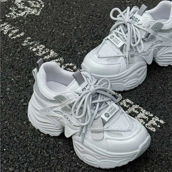 王姐专属-2025春季新品欧货亮钻网面增高老爹鞋【MXMN-23026】