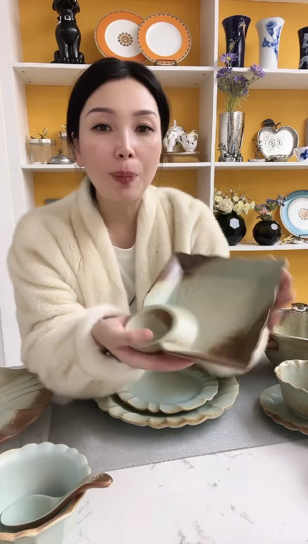 福利款 素泥蓝系列 饺子盘