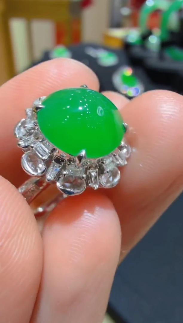 18K金镶嵌戒指翡翠多样性团购发一件