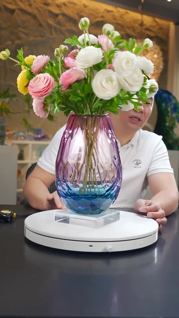 手工艺品琉璃金红蓝钻石切面花器