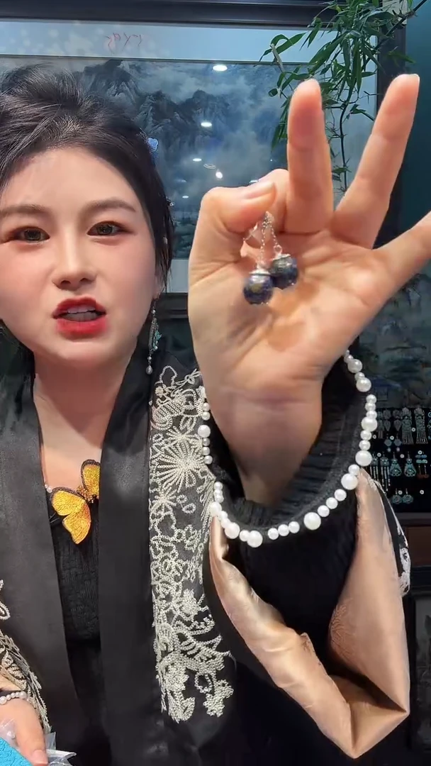 大理石铁合金非遗手工首饰耳饰