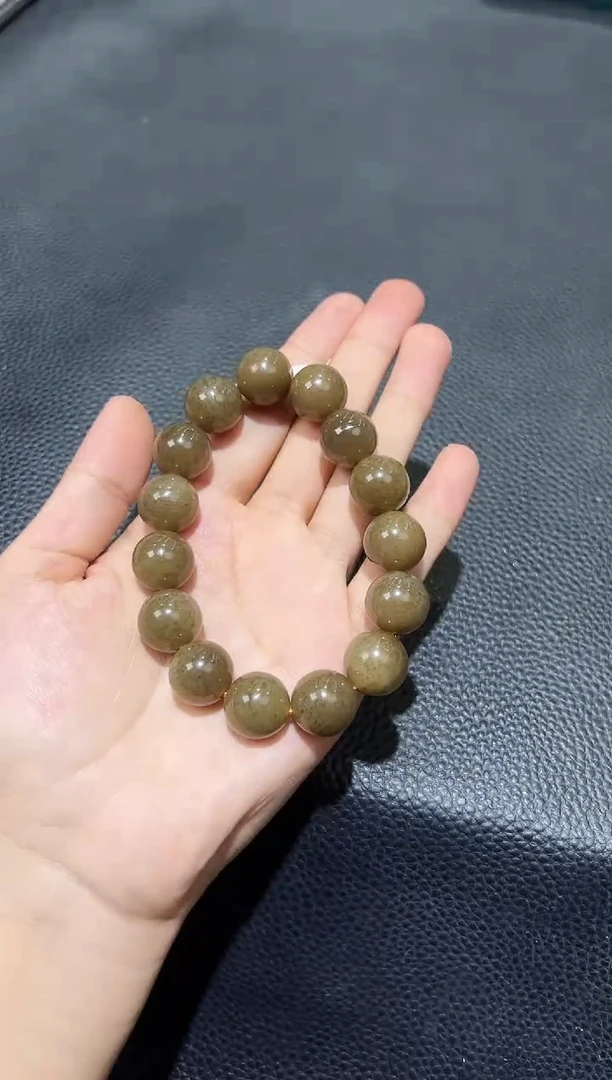 手串未镶嵌和田玉新疆且末糖卡14圆珠手串 百搭收藏款