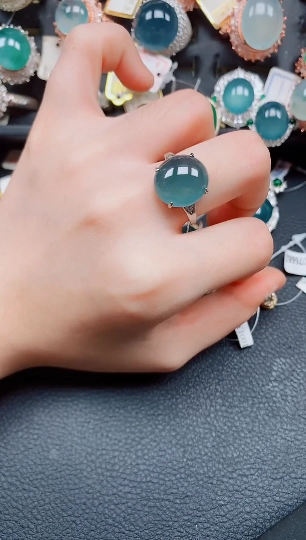 银S925镶嵌戒指翡翠翡翠