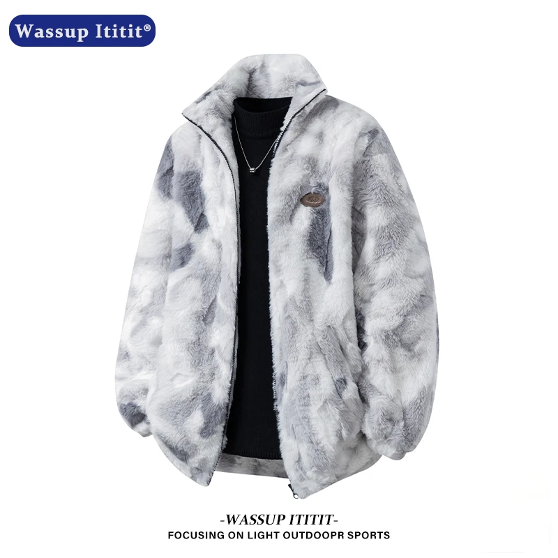 WASSUP ITITIT棉服宽松立领长袖撞色棉衣染色设计保暖百搭外套男