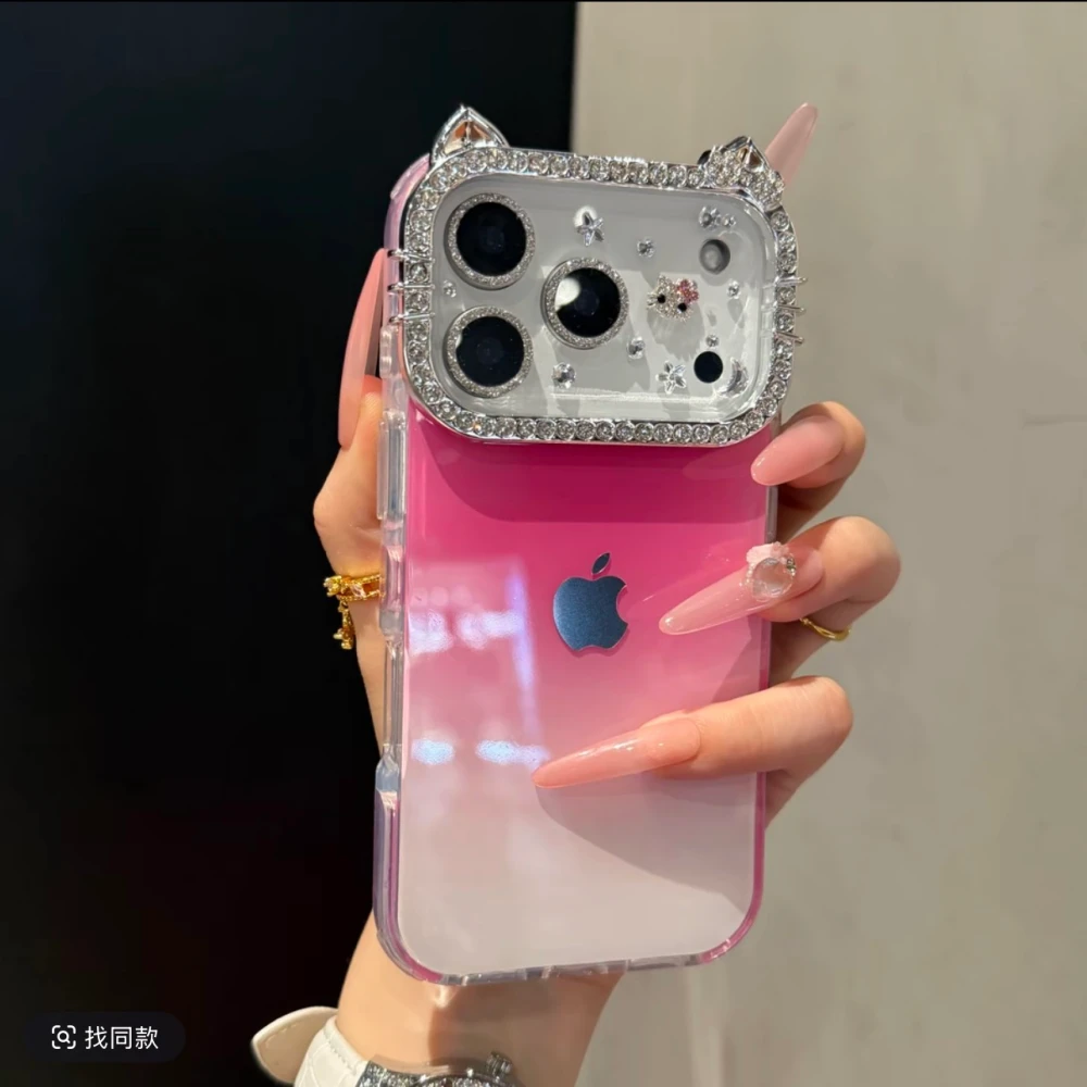 高颜值闪钻镜头渐变果冻适用iPhone16promax手机壳苹果1715女1314