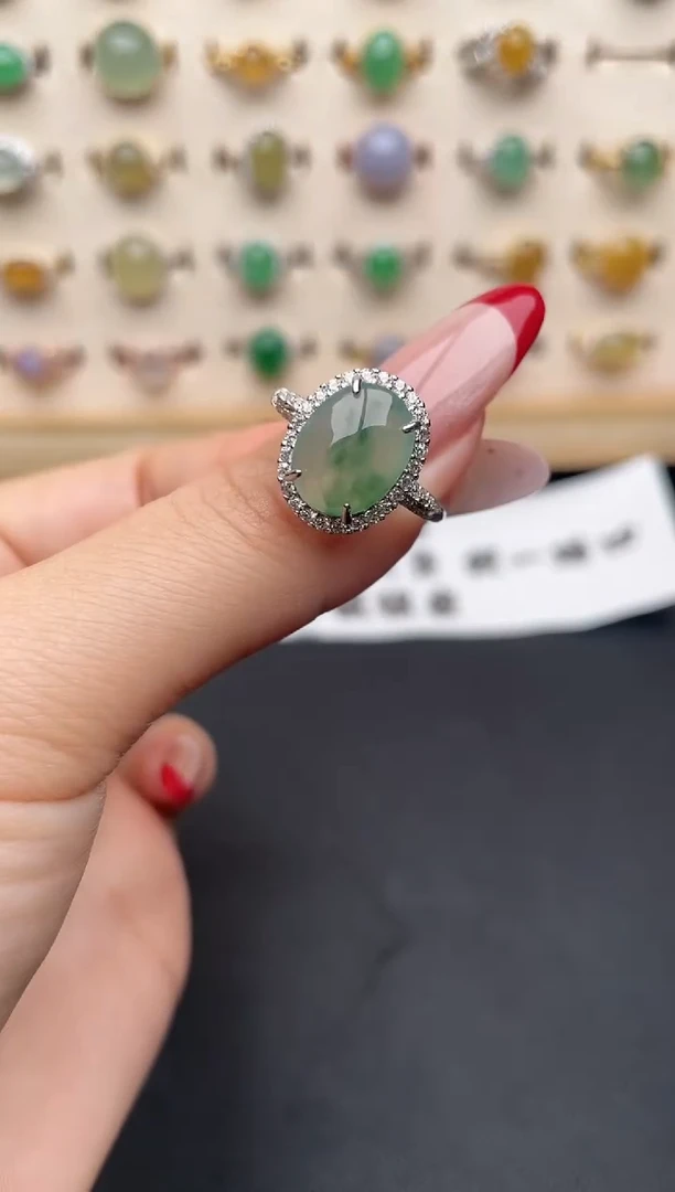 【闪购商品】翡翠戒指银S925镶嵌一物一证一礼盒