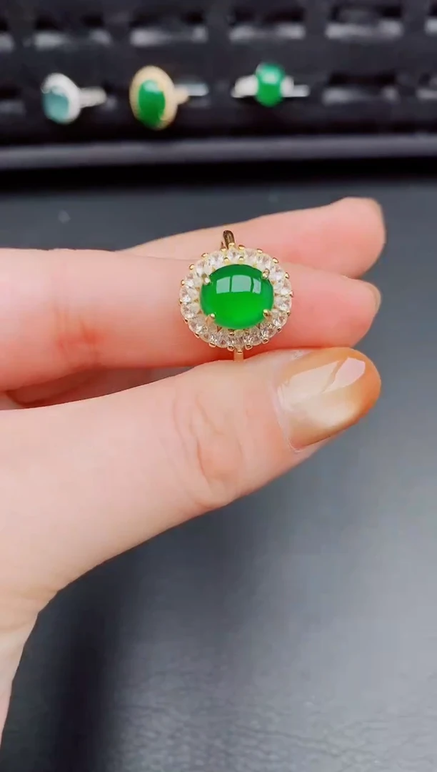 【闪购商品】翡翠戒指银S925镶嵌天然a货翡翠201