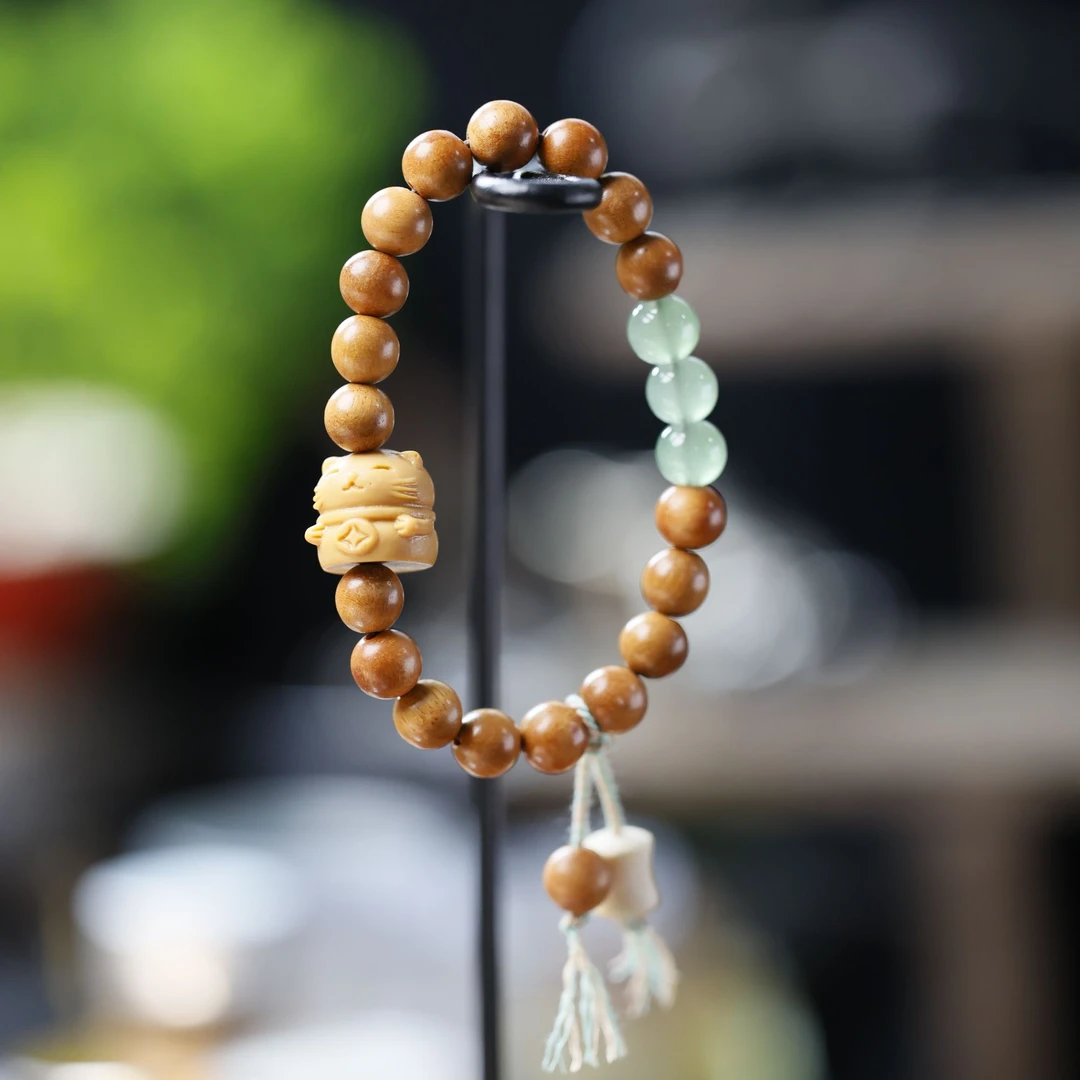 招财猫古风木手串|精致礼物|弹力绳|内圈55mm|古风手串