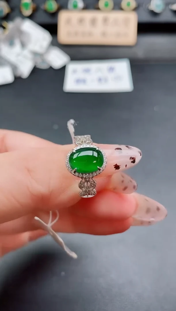 银S925镶嵌戒指翡翠1