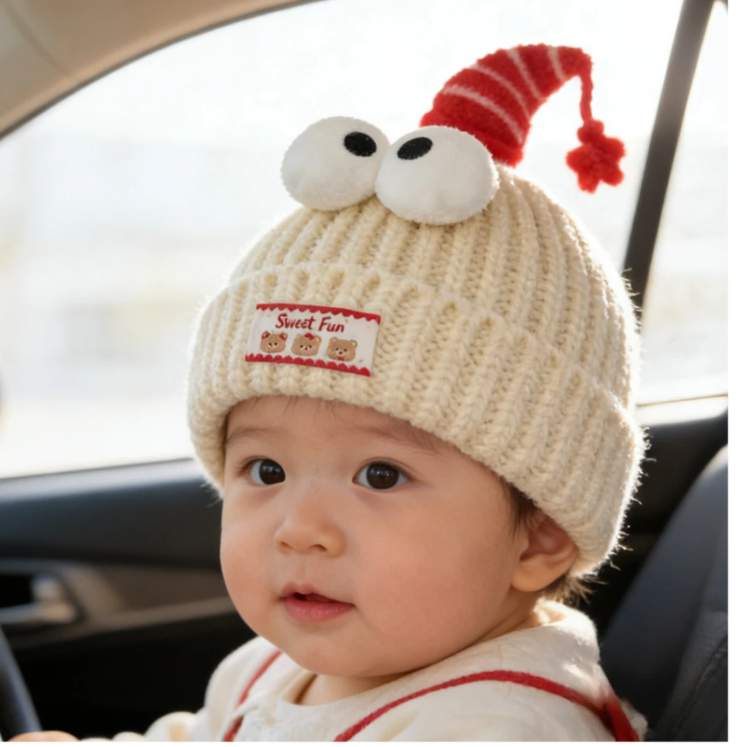【奶萌星】婴儿帽子秋冬季小月龄宝宝可爱搞怪男女宝保暖新生儿潮帽