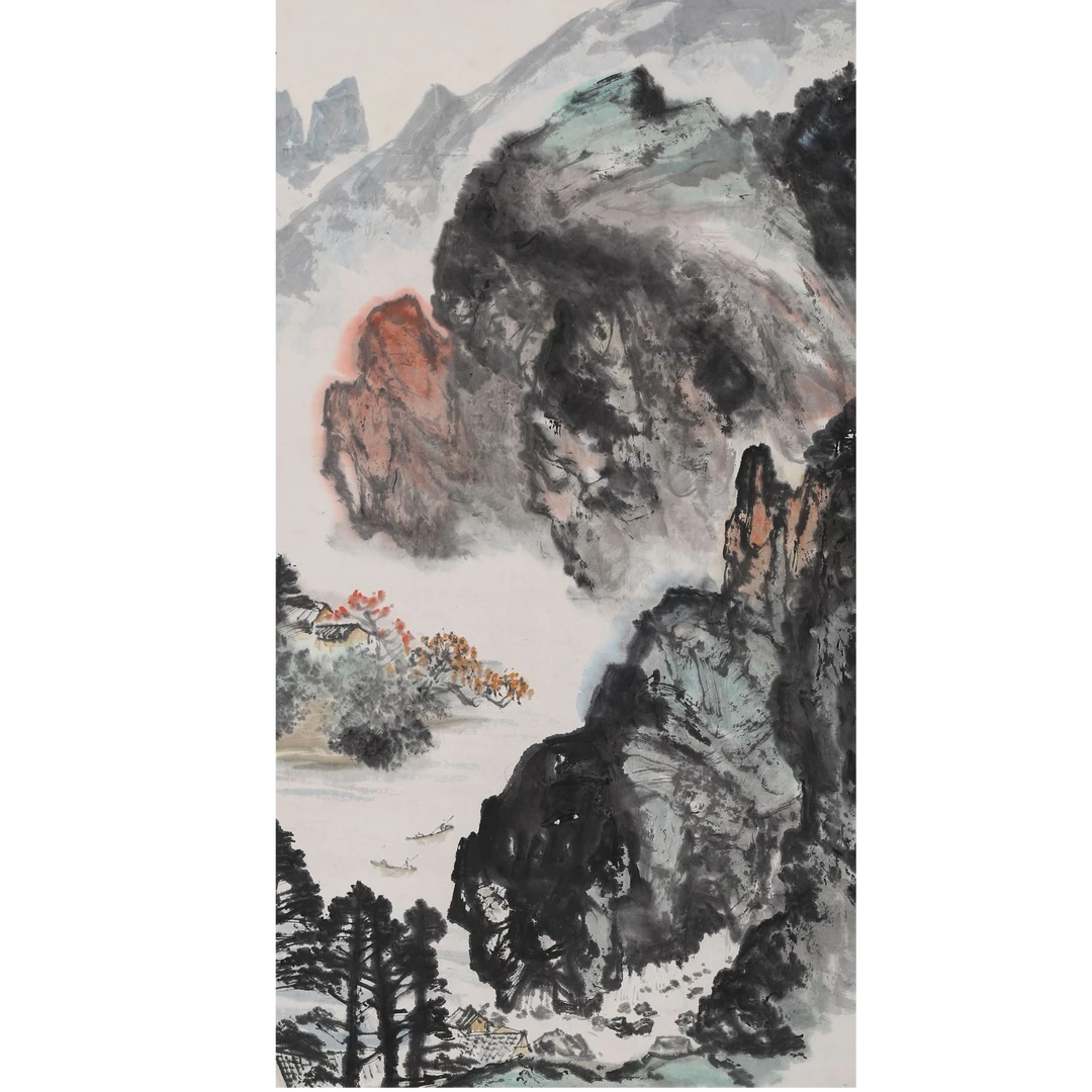 LOT.122 《大渡河畔》97*54cm 纸本设色镜片
