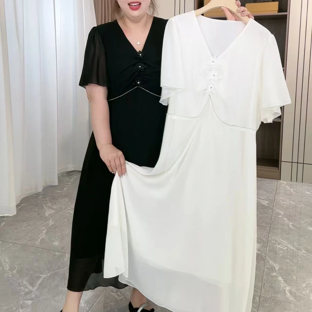 2525“仙女裙摆”V领荷叶袖连衣裙
