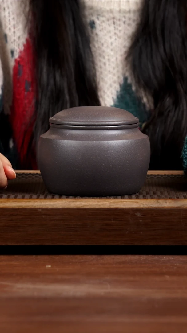 【闪购商品】紫砂茶壶天青茶叶罐350克